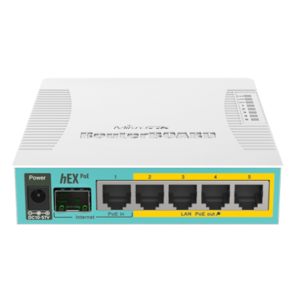 MikroTik hEX PoE Gigabit Ethernet Router – 5 Port Router, SFP Port, 800MHz CPU, PoE Input & Output, for ISP, Office & Home Network