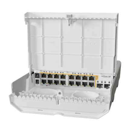 MikroTik NetPower 16P [CRS318-16P-2S+OUT] Outdoor 16-Port PoE Switch | 2x 10G SFP+ | IP54 Weatherproof | CCTV, ISP & Wireless Networks