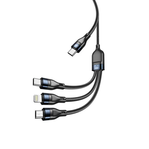 JBQ 3-in-1 Fast Charging Data Cable – Type-C, Lightning, Micro USB (1.5m) CA-533