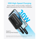 Anker Zolo Power Bank 10,000mAh 30W Max Fast Portable Charger with Built-in USB-C and MFi Certified Lightning Cable - Image 4