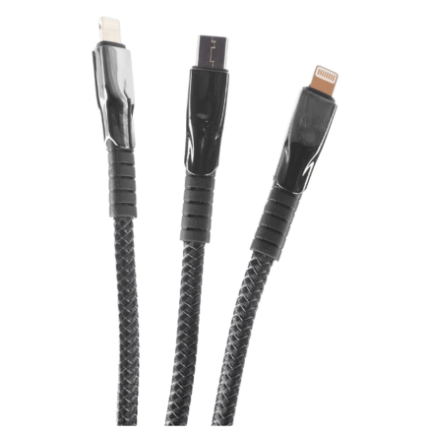 JBQ 3-in-1 Data Cable – USB to Type-C, Lightning (L-L-C) | [DT-U33]