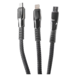 JBQ 3-in-1 Multi-Charging Data Cable | USB to Lightning, USB-C, and Micro-USB | 1.5M Durable Braided Design (C-L-M) DT-U33