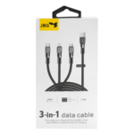 JBQ 3-in-1 Multi-Charging Data Cable | USB to Lightning, USB-C, and Micro-USB | 1.5M Durable Braided Design (C-L-M) DT-U33 - Image 2