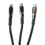 JBQ 3-in-1 Multi-Charging Cable | USB to Lightning, USB-C, and Micro-USB | 1.5M Durable Braided Design (C-C-L) DT-U33