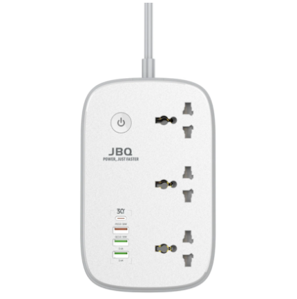 JBQ Wi-Fi Smart Power Strip – 3 AC Jacks & 4 USB Ports with Smart Control [SCW-3451]