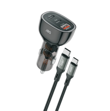 JBQ 100W Car Charger With Dual PD & 1 USB Port With 66W Type C to C Cable [C314942]